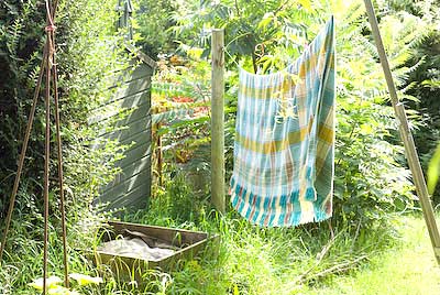 blanket drying on a washing line