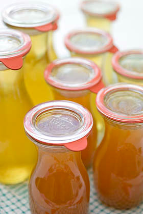 Weck flasks for canning cordials and fruit juice