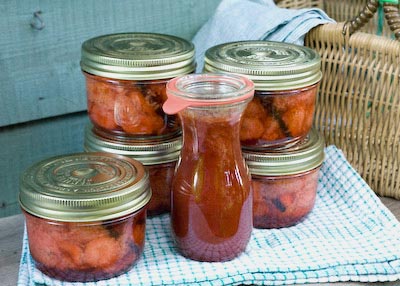 homegrown strawberries canned and saved for later