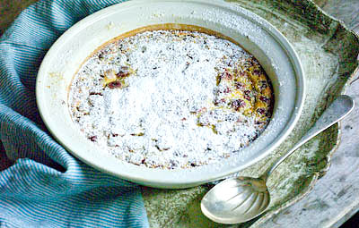 cherry clafoutis - a traditional batter pudding made with sour cherries