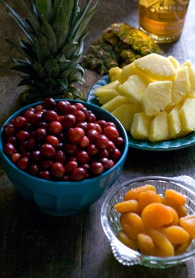 Cranberry apricot and pineapple Christmas jam